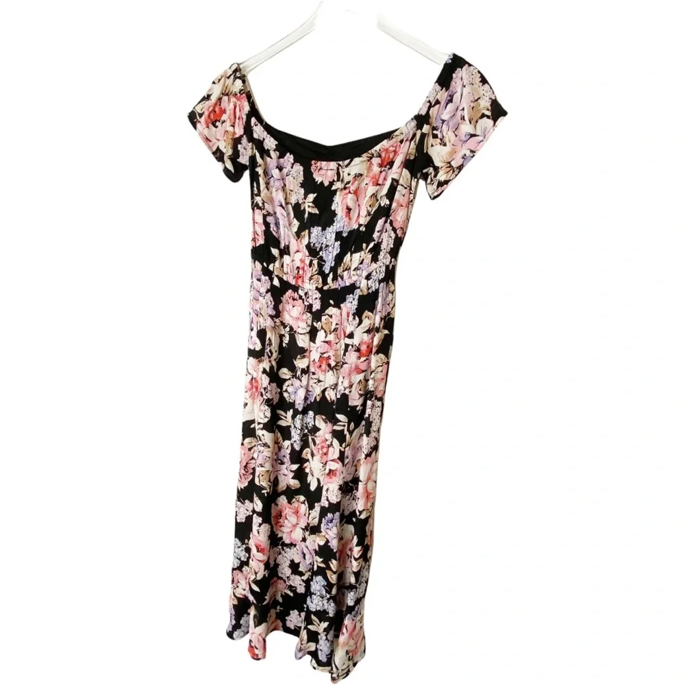 Band of Gypsies Santiago Dark Floral Midi Dress Pinup Cottage XS - Picture 9 of 10